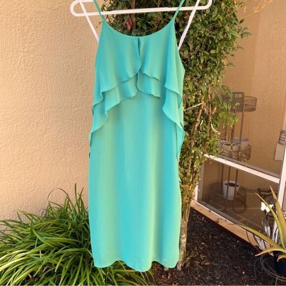 BCBGMAXAZRIA JADE LAYERED CAMI RUFFLED TOP DRESS L NWT - Picture 3 of 16